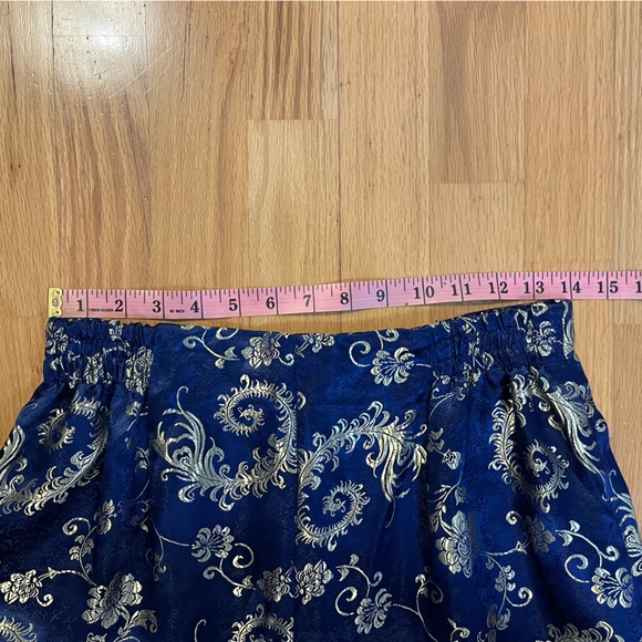 Traditional Vietnamese Silk Pant Suit Blue Gold Brocade Small - Picture 8 of 11